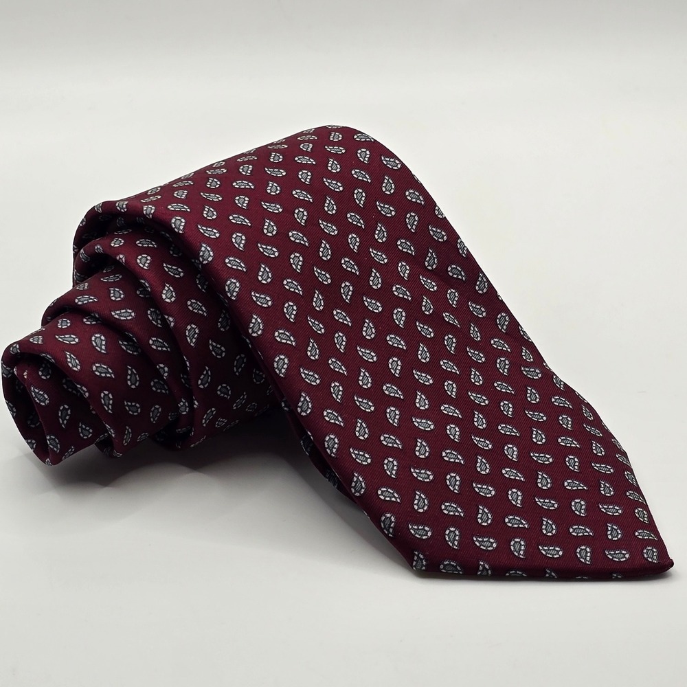 Vintage Givenchy Monsieur Tie Mens Burgundy Paisley Silk‎